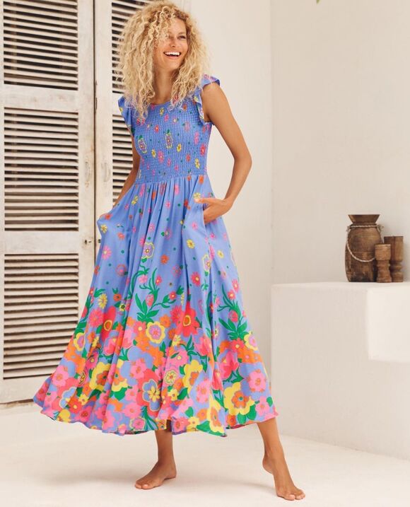 Mister Zimi Dresses & Skirts - Mister Zimi women Abbie Midi Dress sz 6 AU (2 US) Blue Meadow Floral Smocke $198